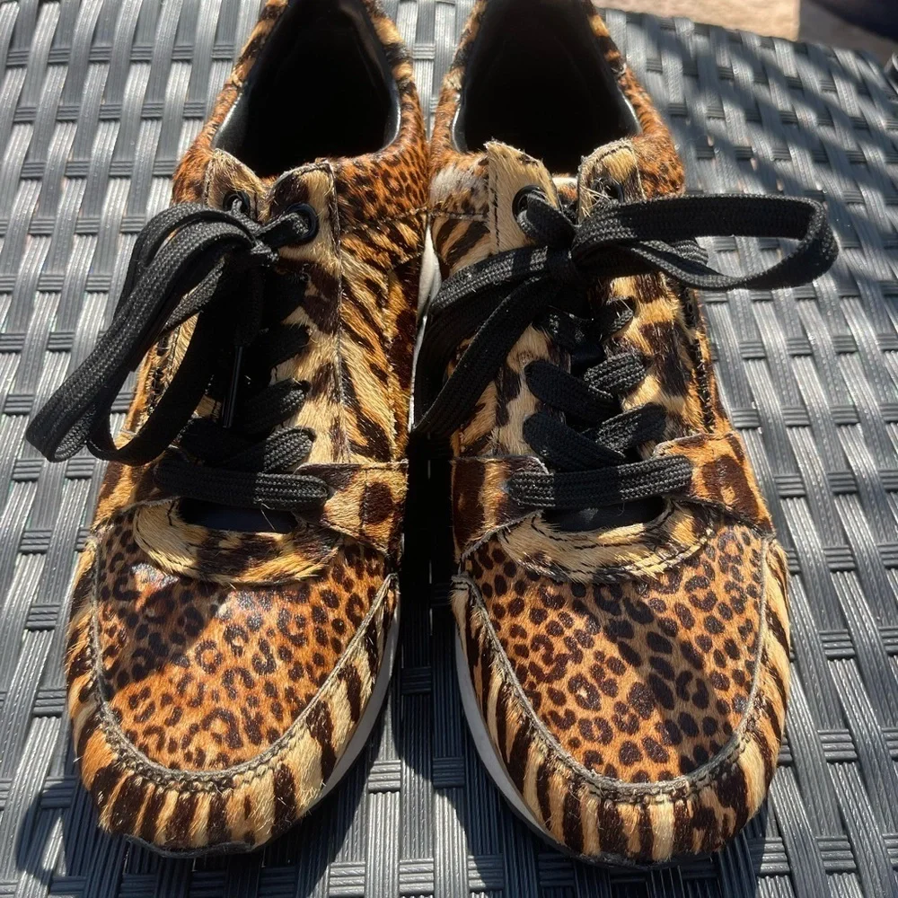 Michael Kors women’s sneakers, faux animal print, leather upper